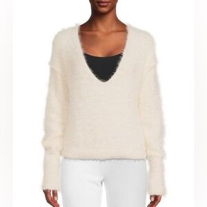 Free People V-Neck Fuzzy Sweater